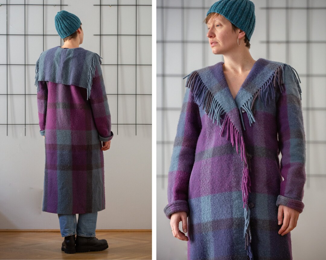 Cappotto Sartoriale Cappotto Quadri Lilla Cappotto Vintage Con