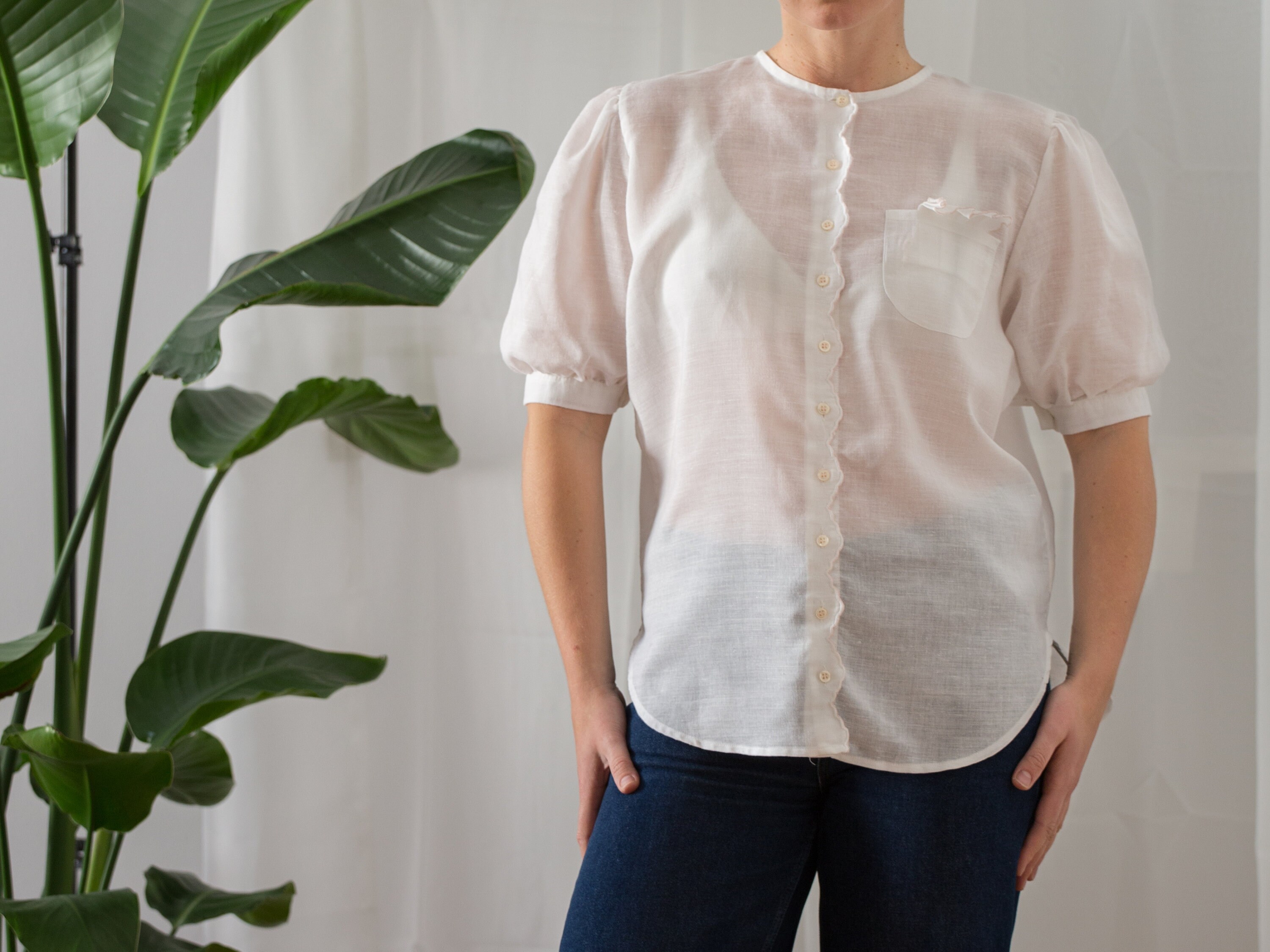 Anyu Camicetta Elegante Donna Con Colletto A V E Maniche Corte - Chiffon Leggero - Disponibile In Rosso, Bianco, Rosa E Azzurro (Taglie S-XXL) - 4