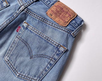 Vintage Levi's 501 Jeans | Light Wash Denim for Women, Cropped Length (Size XS), Button Fly