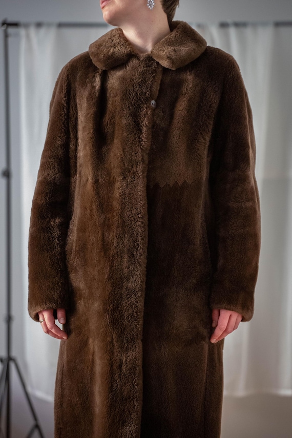 Manteau Femme Fourrure Véritable Marron Foncé - Taille M
