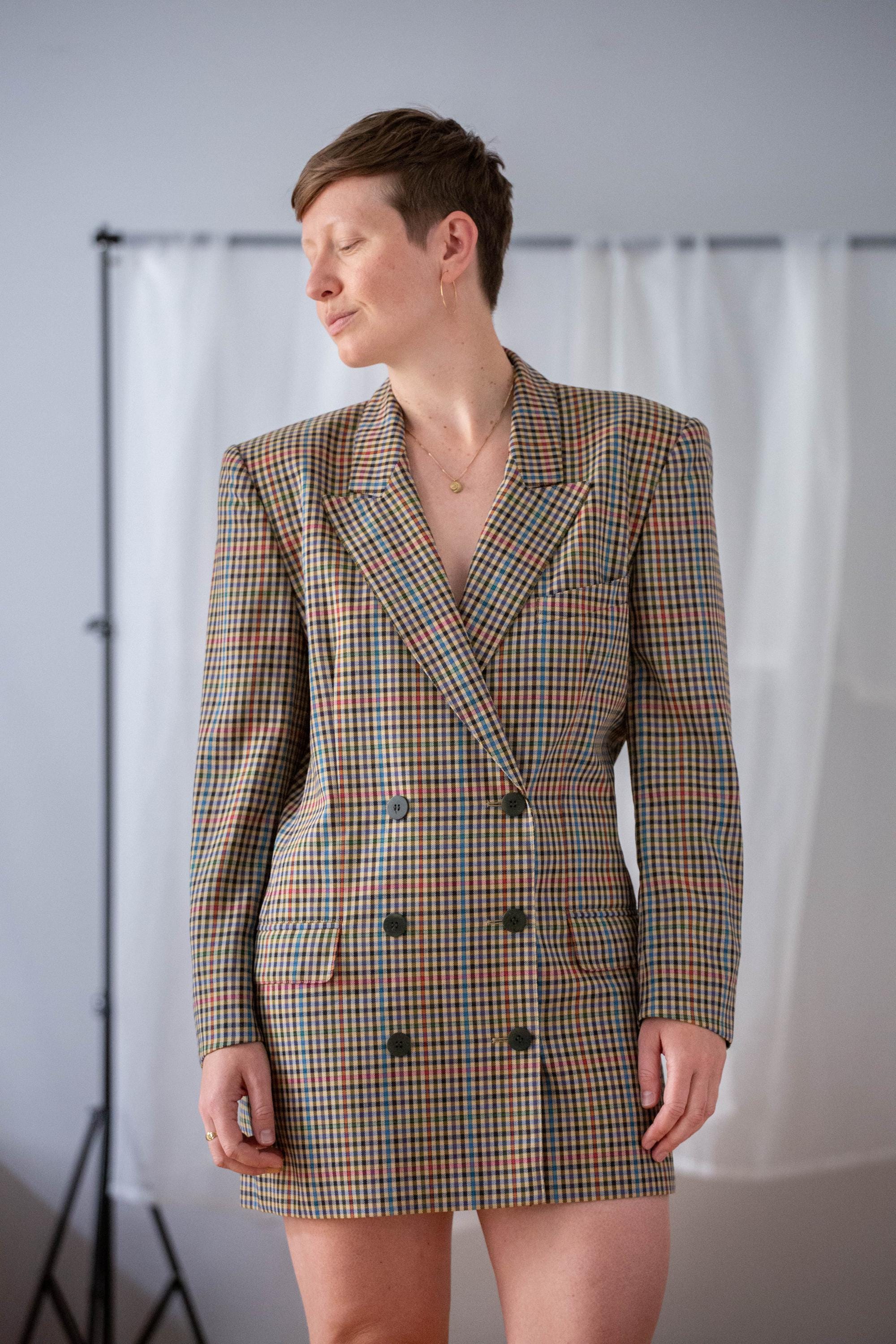 Vintage Escada by Margaretha Ley Tailored Blazer in Checkered Dark