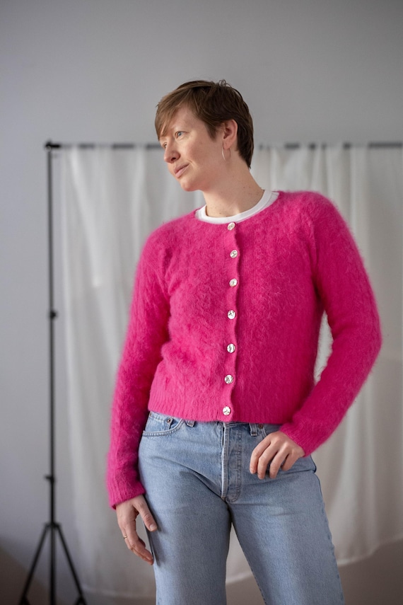 ニット・セーター No.0988 lettering angora KNIT (3color) 80s Textured Angora Sweater – Luxie Vintage