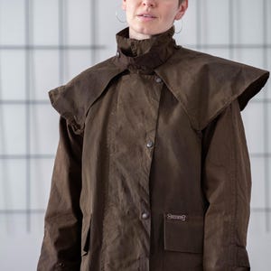 MANTEAU D'ÉQUITATION VINTAGE homme Driza-os marron cire pleine longueur épaules capuchées 38XS EUR 207,19 - FR