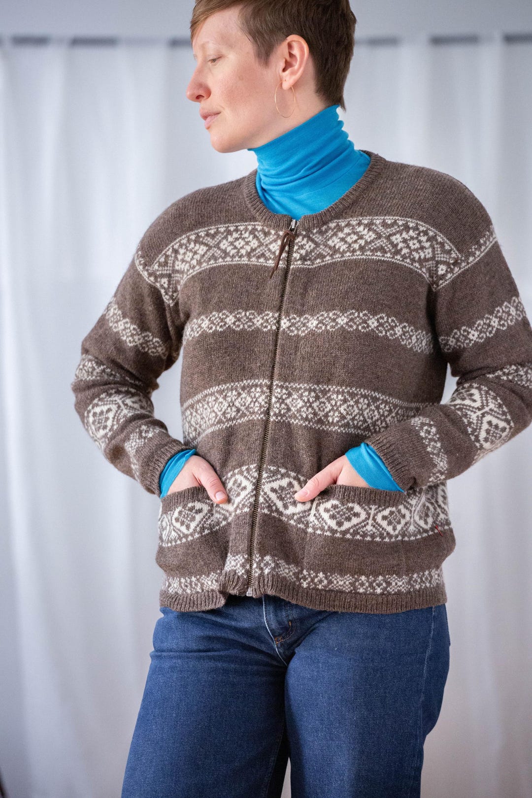 Western Horse & Cowgirl Fair Isle Cardigan Sweater - Sunday Edition