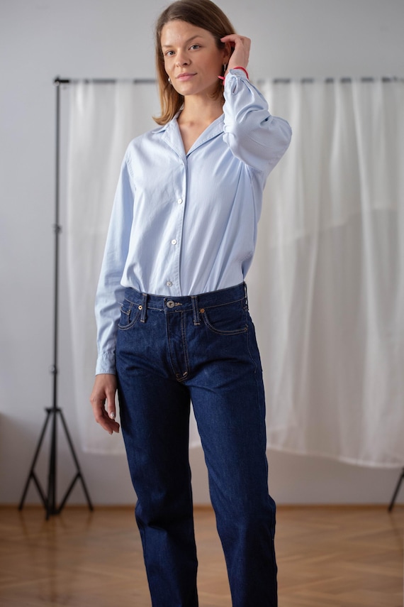 Replay, Vintage Replay Jeans: Dark Blue Straight Leg Denim, Size 27, Made in Italy