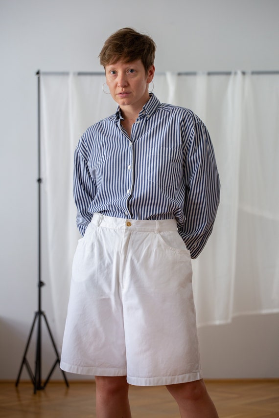 Bermudas largas vintage Guy Laroche en color blanco para mujer Talla XL Pantalones cortos de verano de cintura alta 100 algodon. Fabricados en Francia NVS736 Etsy Espana