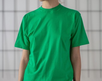 Vintage 100% Cotton T Shirt in Bright Green for Women | Size