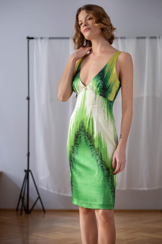 roberto cavalli green dress ROBERTO CAVALLI 1998 Green Dress & Skirt Set (S-M)