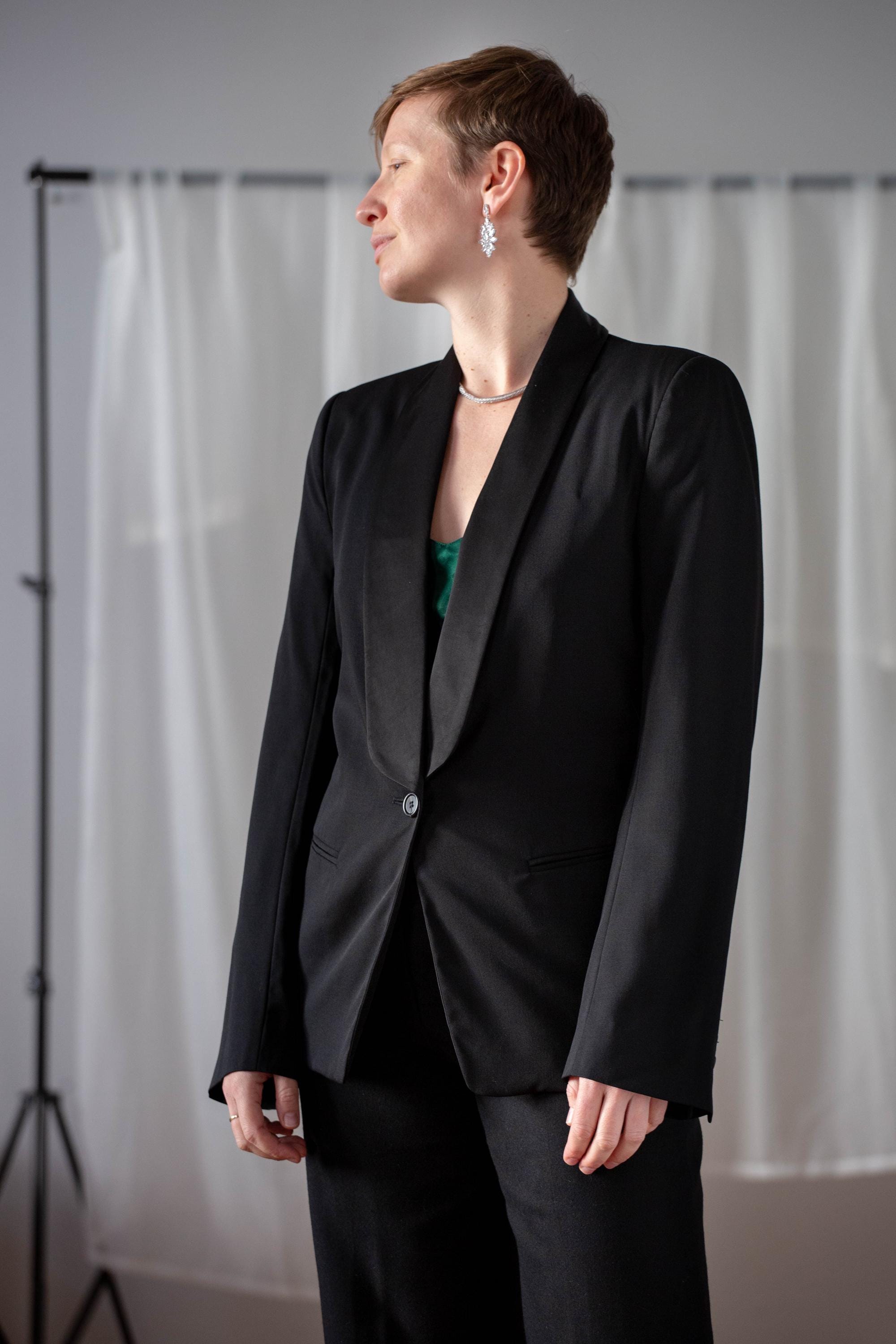 Vintage Ann Demeulemeester Wool Tuxedo Jacket in Black for