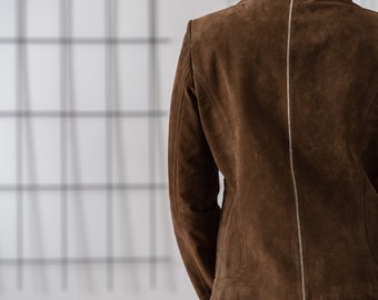 Blazer En Daim Marron L.L. Bean Taille 8 - Occasion Très Bon état, Coupe Overcoat Style Décontracté Chic