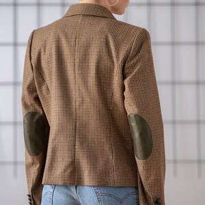 Veste En Tweed à Carreaux Femme - Blazer Boyfriend Décontracté - Coude Patché Et Boutonnage Simple - Look Chic Et Confortable