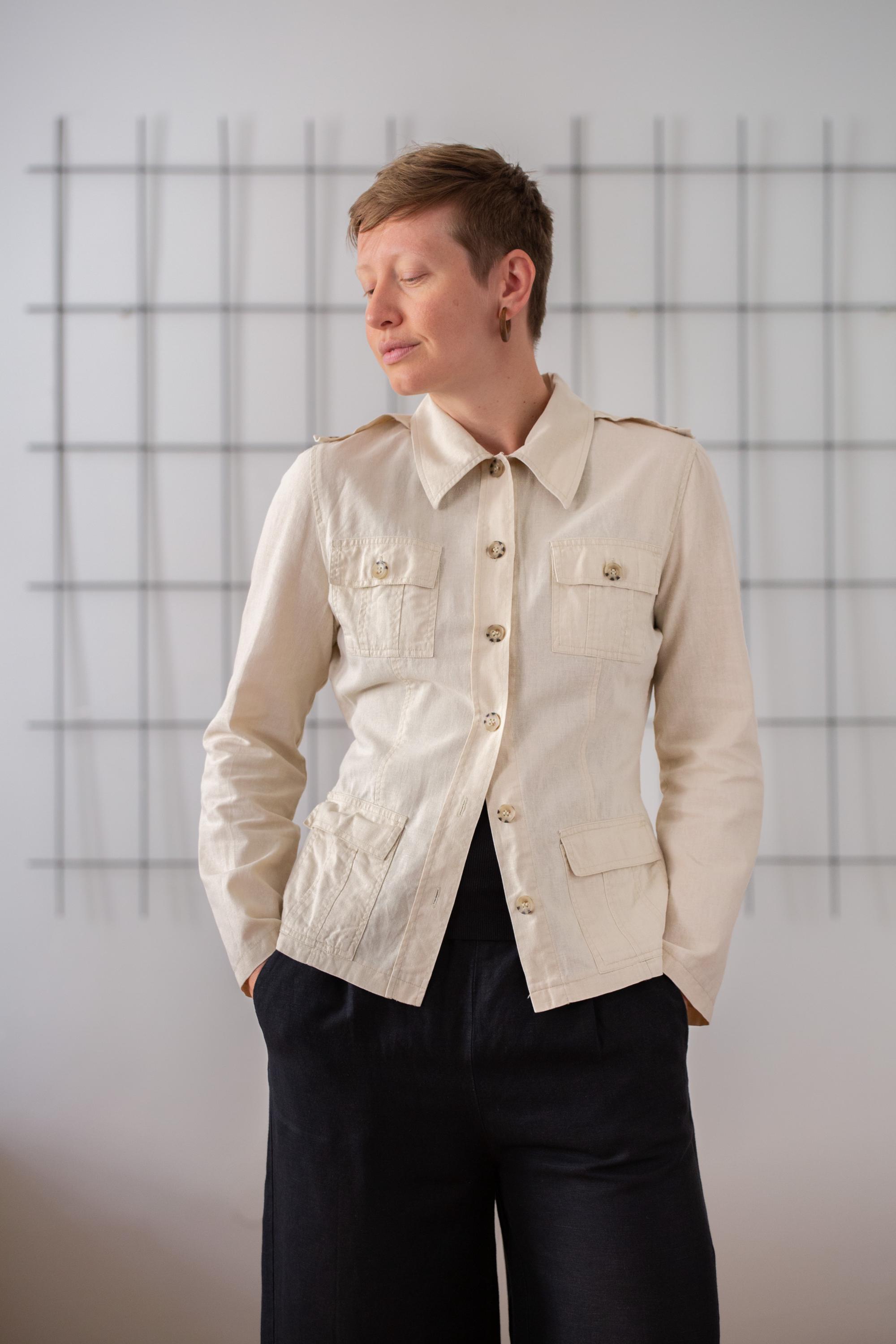 ジャケット・アウター ANTIQUE DUSTY DYE LINEN OVER JACKET 190544_050_WOVEN-LONG-DECON-