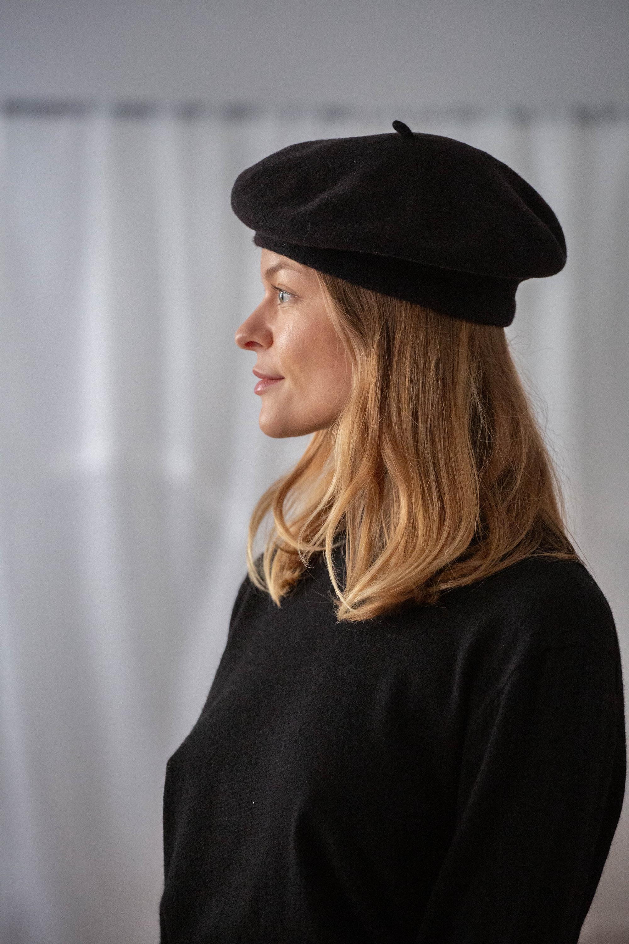 Vintage Woolmark Beret: Black Pure Wool (size M-L) - Etsy