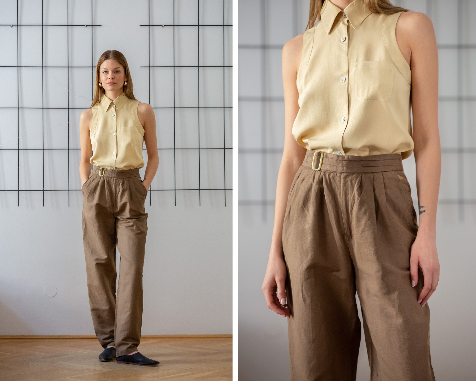 80s Linen Trousers - Etsy