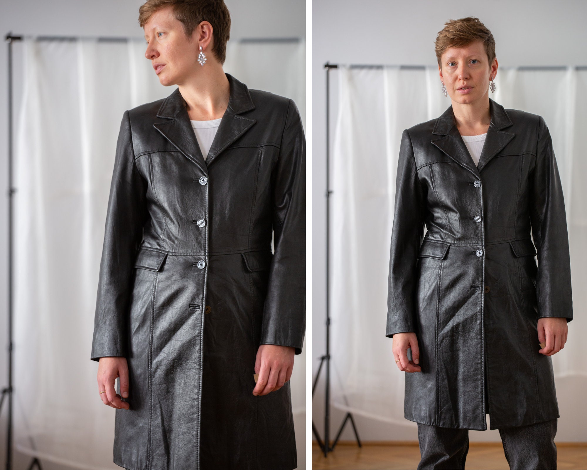 Vintage Long Leather Jacket in Black for Women Size M / EU 36 38 Minimalist Genuine Leather Single Breasted Midi Blazer Coat NVS833 - Etsy Vintage Long Leather Jacket in Black for Women Size M / EU 36 38 Minimalist Genuine Leather Single Breasted Midi Blazer Coat NVS833 - Etsy