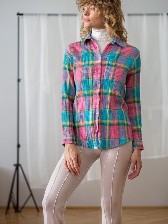 yellow plaid blouse