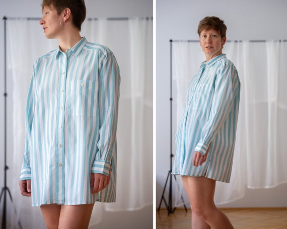 vertical striped floral longline shirt