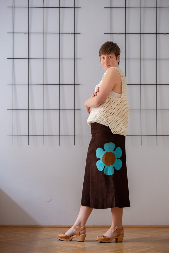 Dark brown suede pencil skirt online