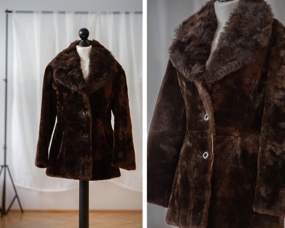 Vintage Real Fur Teddy Coat in Chocolate Brown fo… - image 1