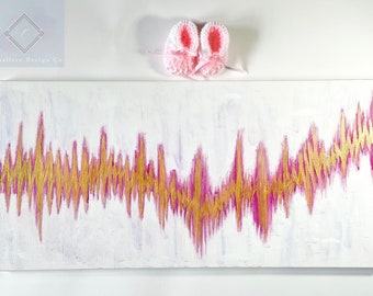 Baby Heartbeat Canvas / Sound Wave Art / Baby Ultrasound Heart Beat Sound Wave /