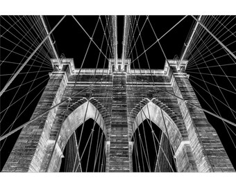 Brooklyn Bridge Wall Art, NYC Art Print, Black and White Print, New York Wall Decor