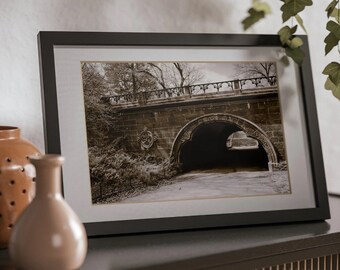 Central Park Bridge Print, NYC Poster, Landscape Art Sepia