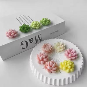 Set of 7 plants succulents cactus flowers silicone scent soap candle molds, aromatherapy plaster resin decoration diy crafts silicone molds image 6