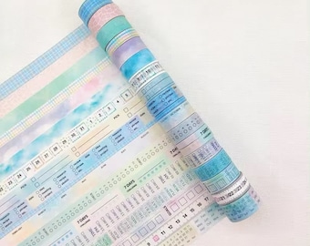 18 rolls set month week date number note memo washi tape, check list box goal reminder masking tape for scrapbook journal planner, diy craft