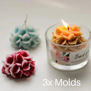Set of 3 hydrangeas flower floral handmade scent soap candle silicone molds, aromatherapy plaster resin decoration diy craft silicone molds
