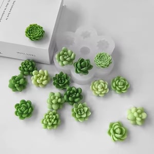 Set of 7 plants succulents cactus flowers silicone scent soap candle molds, aromatherapy plaster resin decoration diy crafts silicone molds image 2