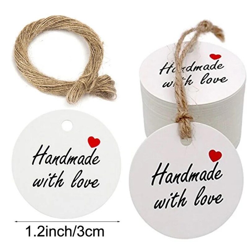 Craft Tags 100pcs Kraft Paper Round Label Tags for Handmade Product Packaging ...