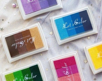 6pcs/lot 24 colors ink pad, gradient inkpad for stamps - sealing, decoration, office stationery, business, scrapbook journal, diy crafts