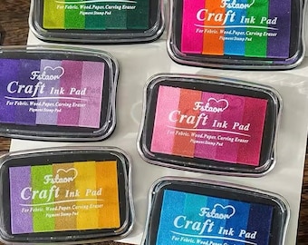 5 colors ink pad, gradient & colorful inkpad for stamps - sealing, decoration, office stationery, business, scrapbook journal, diy crafts