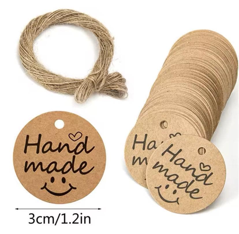 Craft Tags 100pcs Kraft Paper Round Label Tags for Handmade Product Packaging ...