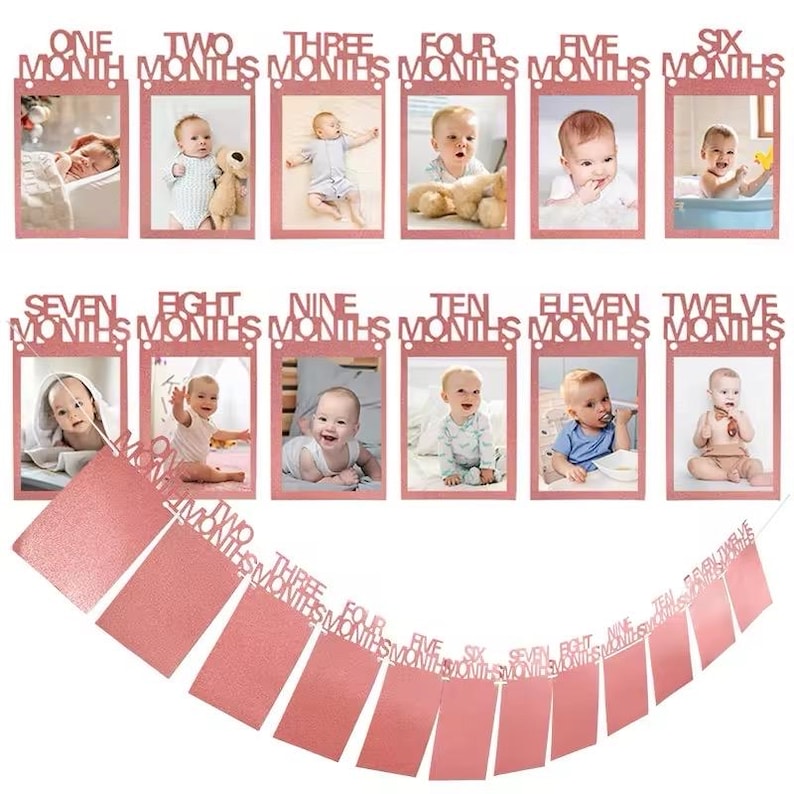 4 Styles First 12 Months Baby Photos Banner Wall Decorations, Eco ...