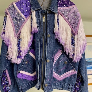 Vintage One of a Kind Swarovski Crystal Denim Jacket