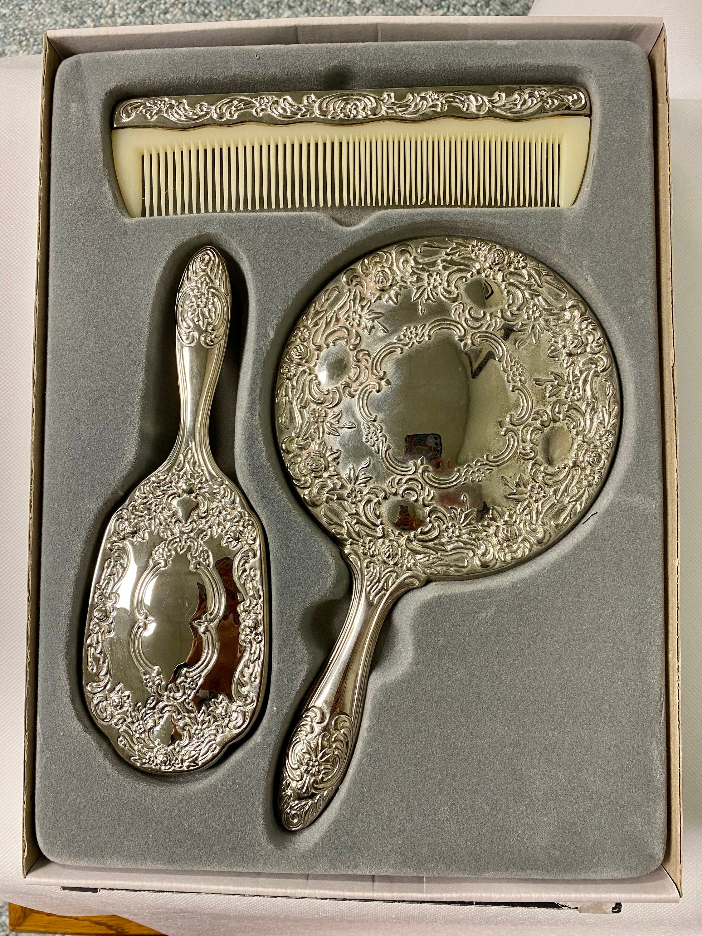 silver plated dresser set Buy Regal Silver 3 Piece Dresser Set Online in India