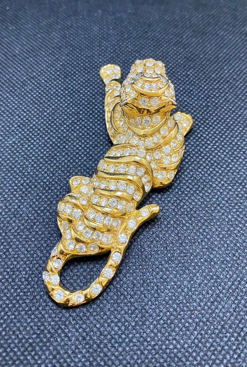 Vintage Trifari Pave Rhinestone Tiger Brooch image 3