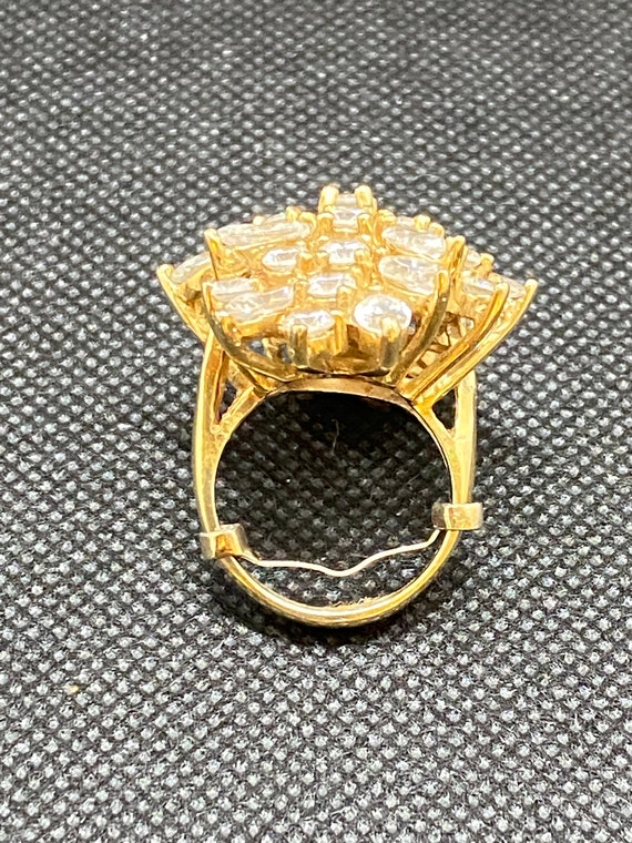 Vintage Crislu 14kt Yellow Gold CZ Cocktail Ring - image 4