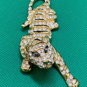 Vintage Trifari Pave Rhinestone Tiger Brooch image 1