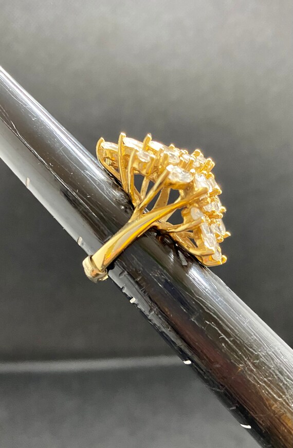 Vintage Crislu 14kt Yellow Gold CZ Cocktail Ring - image 5