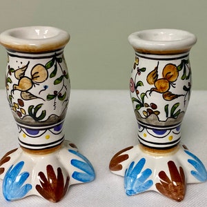 Vintage Hand Painted Candlestick Holders