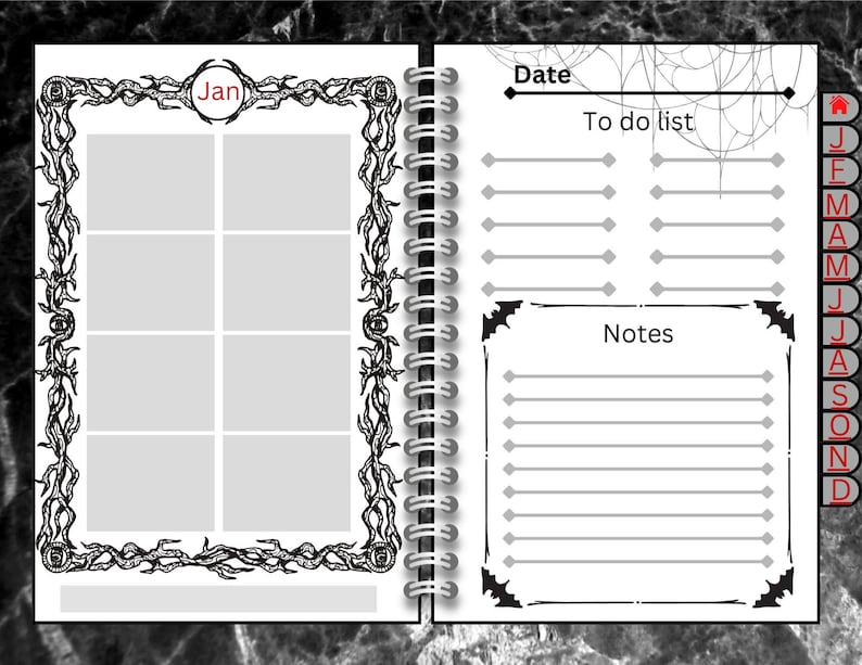 Goth Notes App Gothic Hyperlinked Digital Planner, for Goodnotes Oxdo & PDF Editor ...
