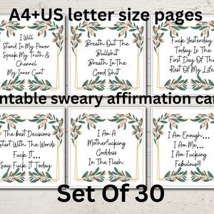 sweary badass Affirmationskarten, Schimpfwort, Fluchwort, motivierend, druckbare Karten, DIY, drucke dein eigenes Deck. Positive Affirmation Deck