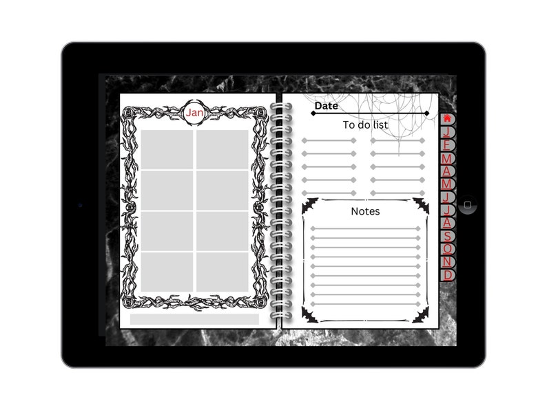 Goth Notes App Gothic Hyperlinked Digital Planner, for Goodnotes Oxdo & PDF Editor ...