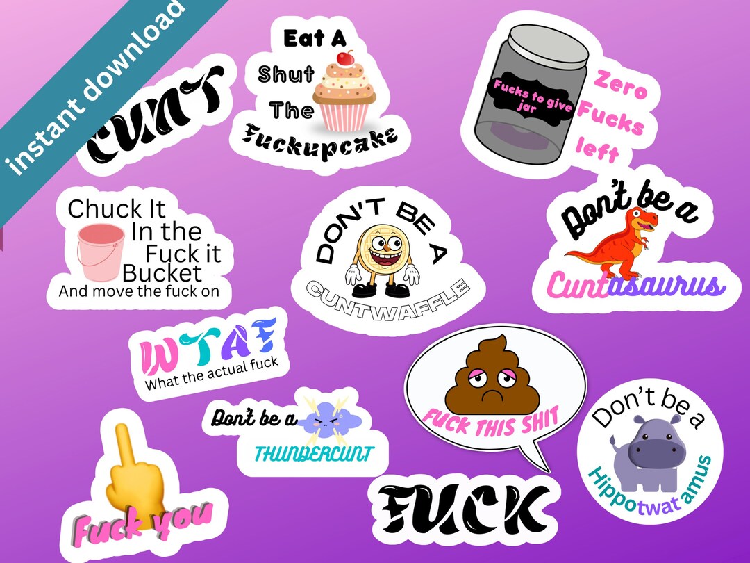 Curse Word Stickers, Printable Swear Word Stickers Download, PNG