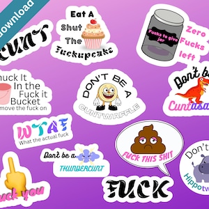 Fluch Wort Sticker, Schimpfwort Sticker Download, PNG Instant Download, druckbare Sticker, digitale Sticker, Diy, do it yourself