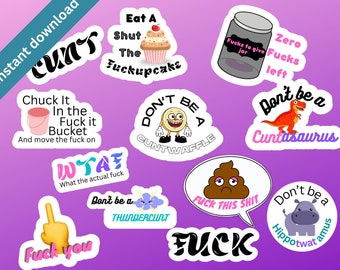 Funny Curse Word Stickers, Adult Humor, Profanity (Digital Download)