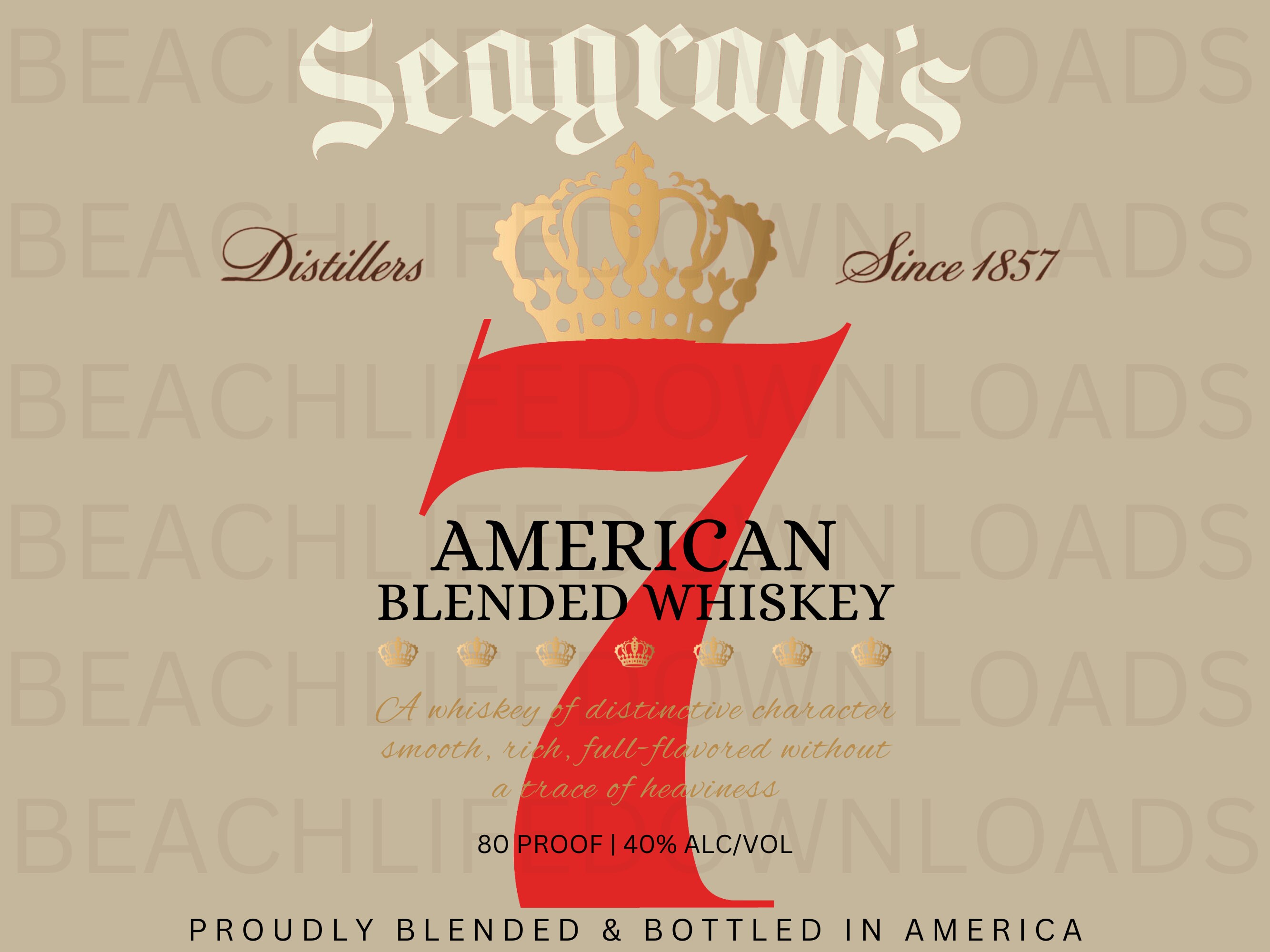 Seagram's 7 Bottle and Neck Label, Seagram's 7 PNG, Seagram's 7