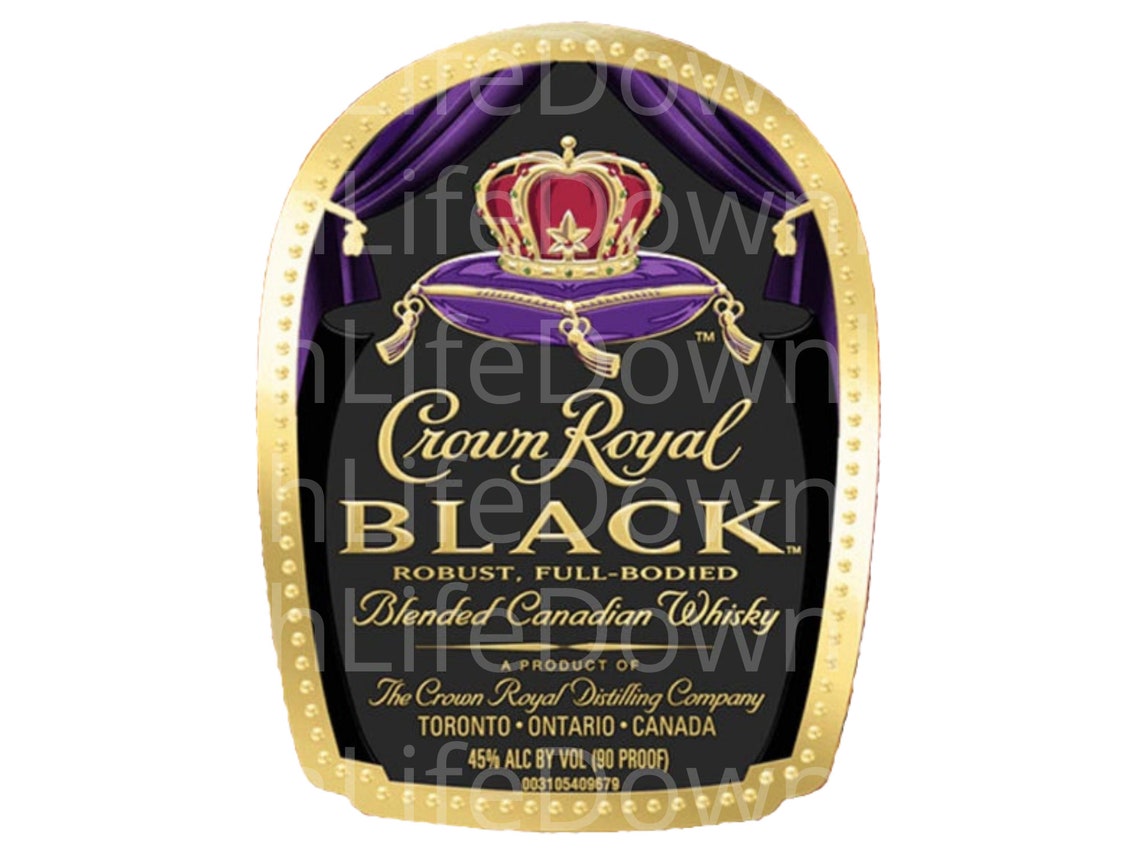 Crown Royal Black Bottle Label Transparent Background PNG Sublimation